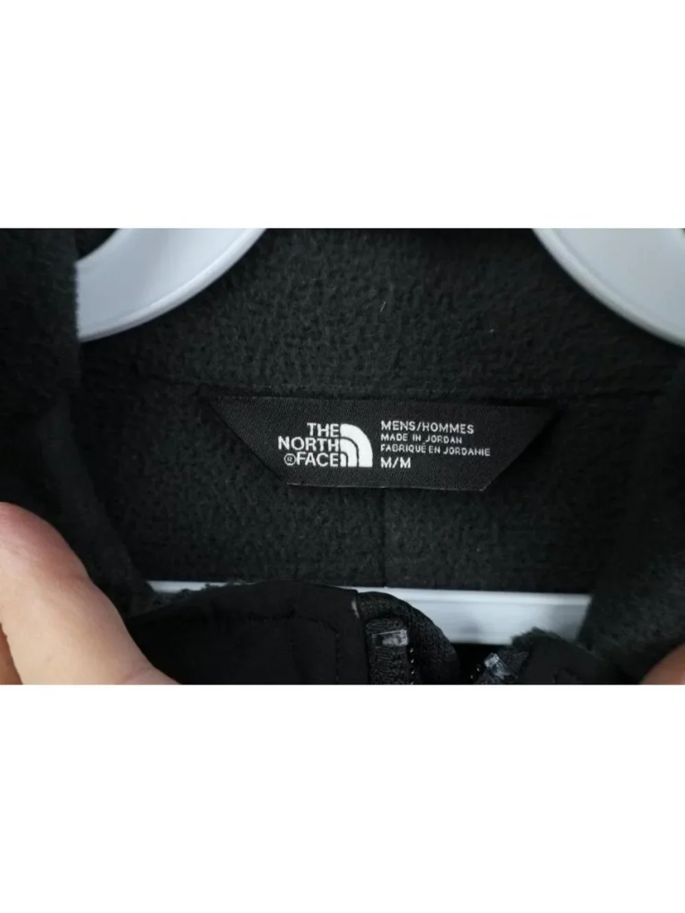 The North Face Mens Medium Spell Out Norris Full Zip Fleece Jacket Heather Black